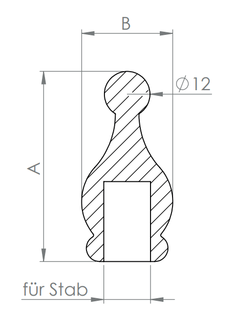 Edelstahl Zierspitze, hohl/gegossen, für Rundstäbe, zum Kleben, V2A